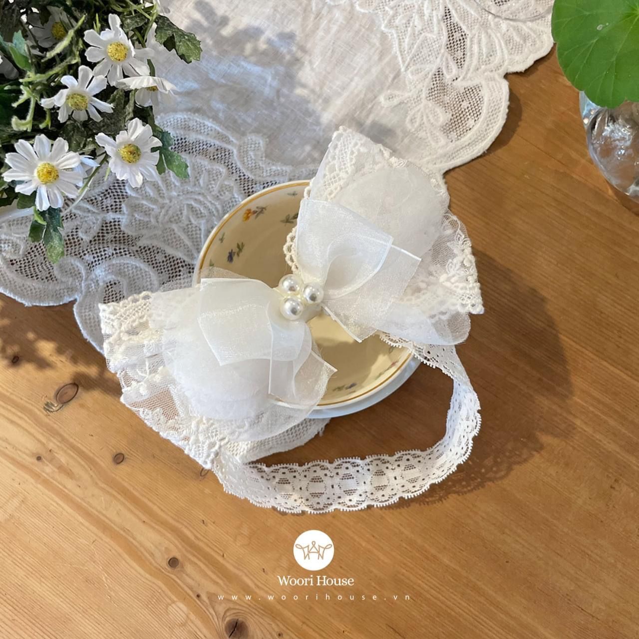 HBB Turban Pearl ribbon nơ ngọc trai