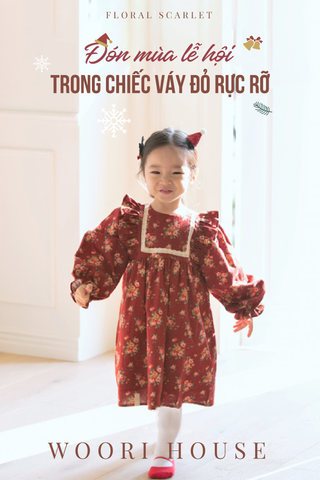 AR Váy Floral Scarlet đỏ hoa nhí