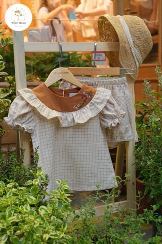 Set Berry Cotton Linen kẻ caro