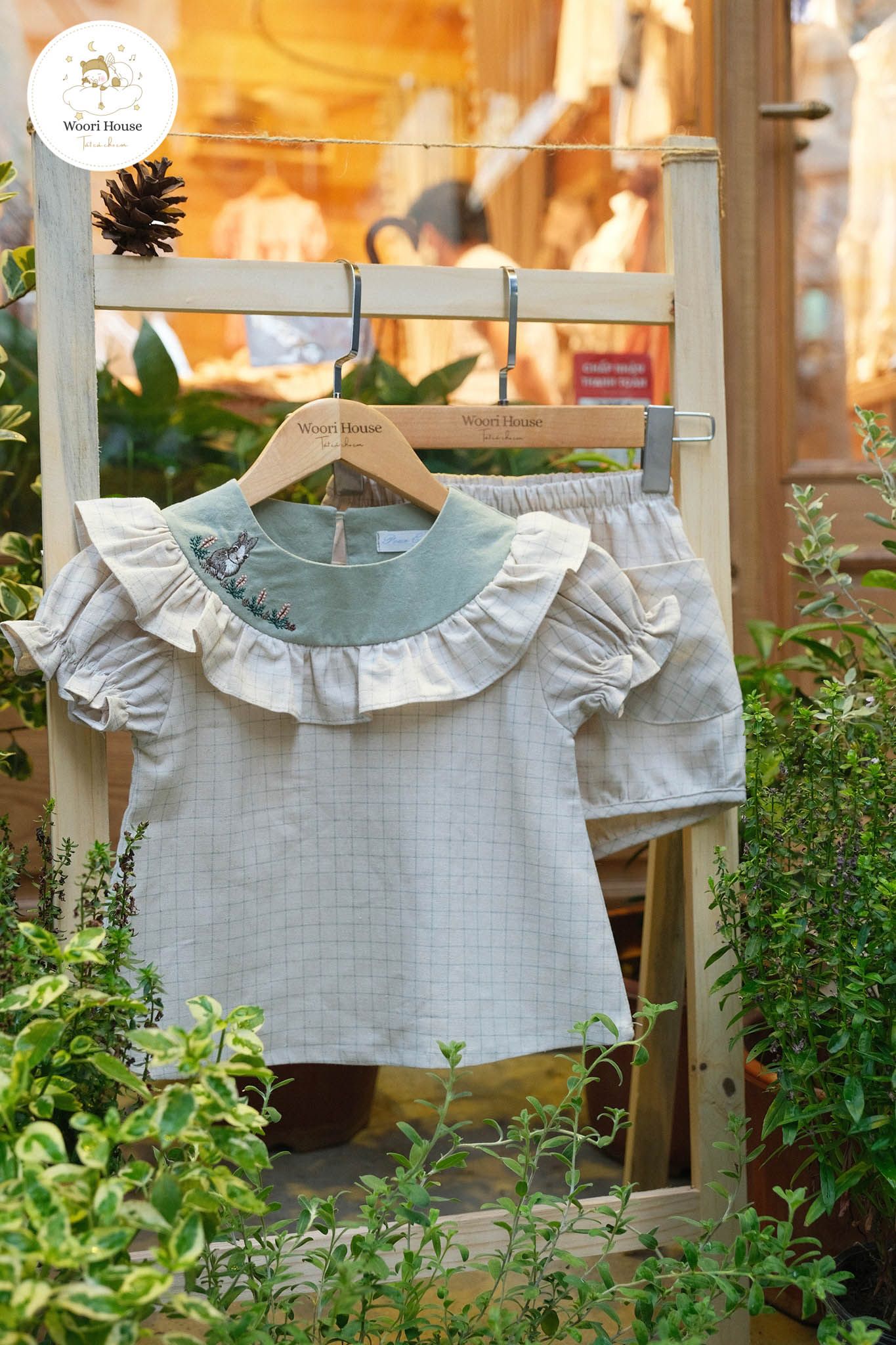 Set Berry Cotton Linen kẻ caro