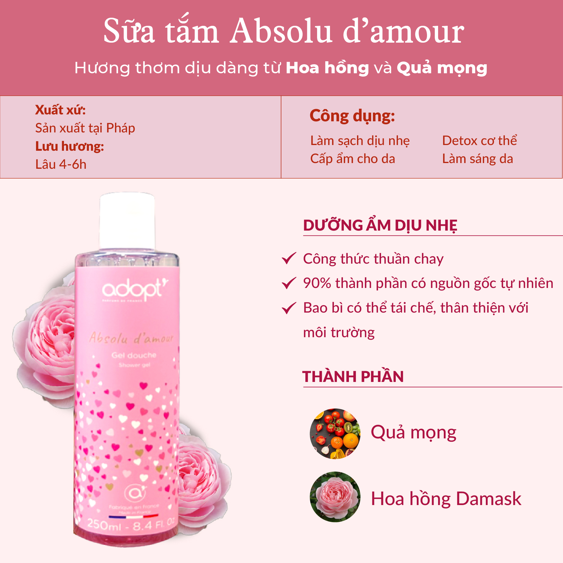 BST Thơm - Sữa tắm & Nước hoa Adopt' Absolu d'amour