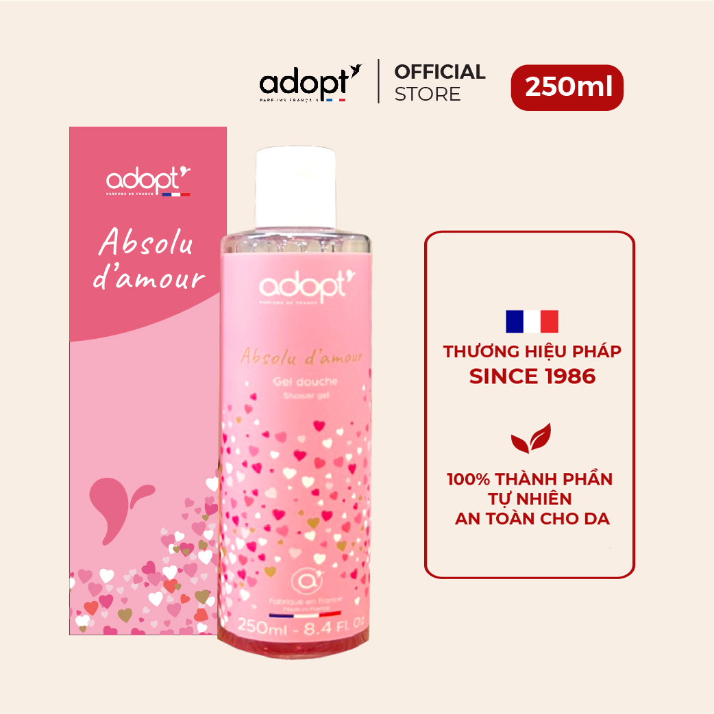 Sữa Tắm Nước hoa Adopt Absolu D'amour Chính Hãng Pháp 250 ml - Sữa tắm trắng da dưỡng ẩm