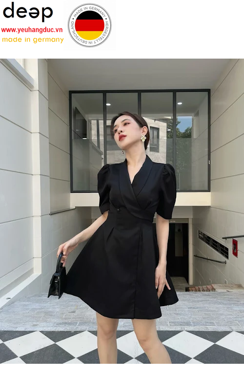 Set Váy Cổ Vest Đen Trắng NBK11T2