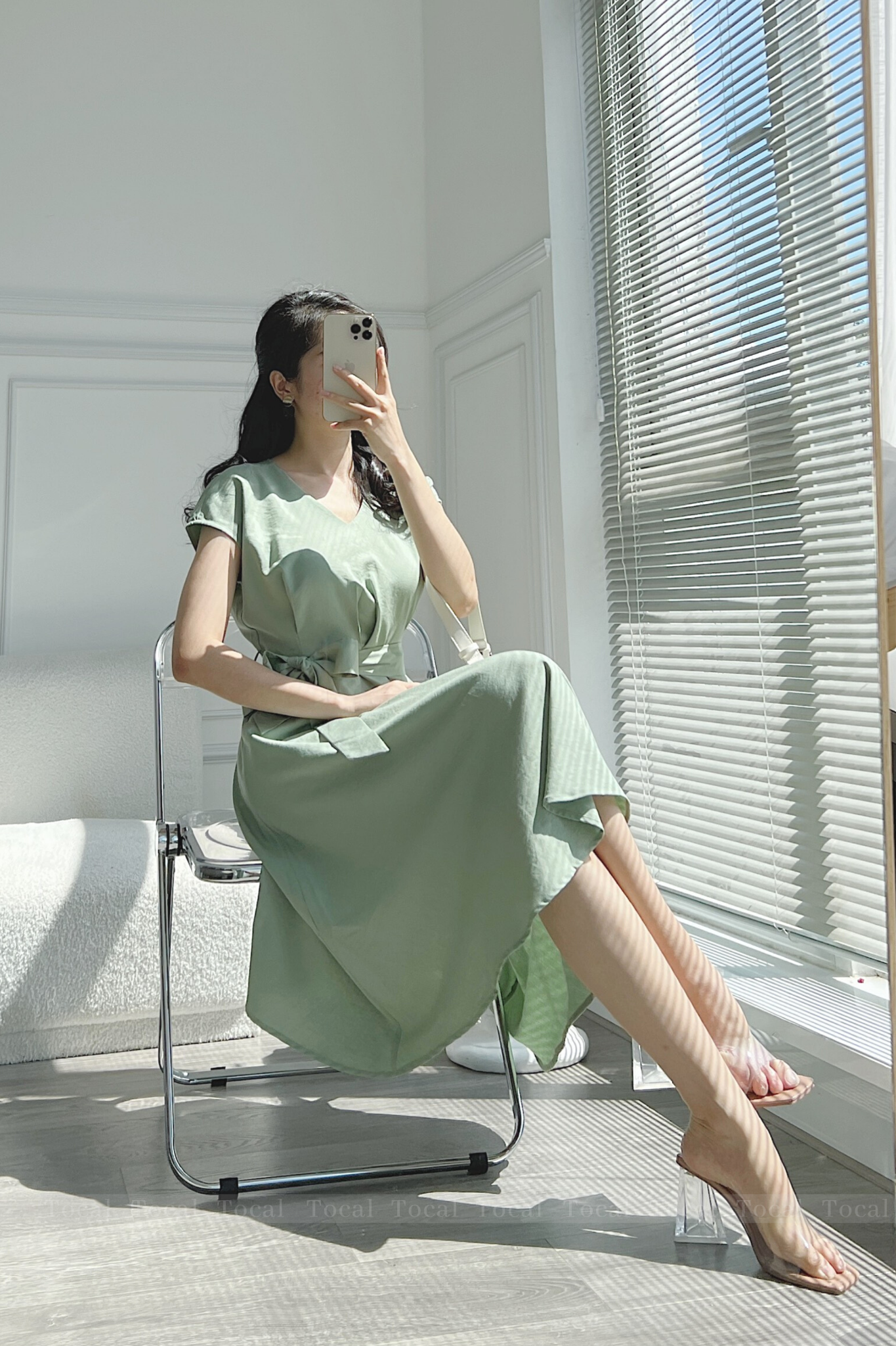 Hàng sẵn Đầm Thiết Kế Váy Sơ Mi Công Sở Dự Tiệc Nữ Dáng Dài Thắt Eo Xòe  Vintage Tay Ngắn Cao Cấp KÈM BELT  FuniMart