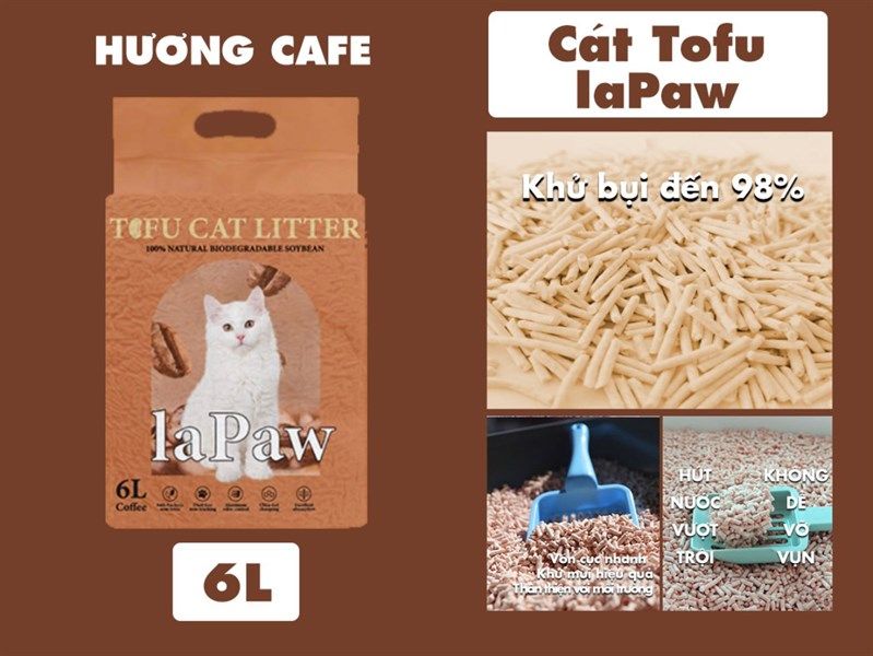  Cát vệ sinh đậu nành cho mèo Tofu LaPaw bịch 6L 