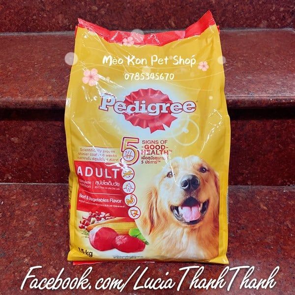  Thức ăn hạt khô cho chó Pedigree vị thịt bò và rau củ 1.5 KG 