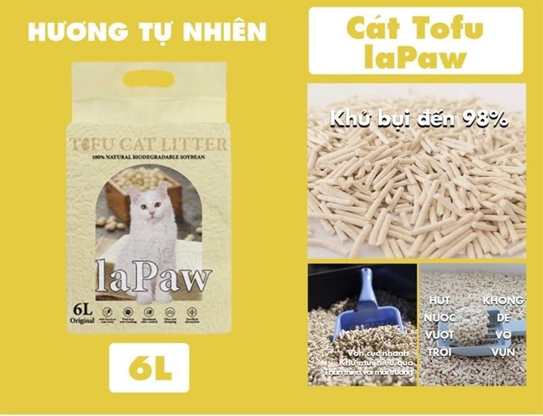  Cát vệ sinh đậu nành cho mèo Tofu LaPaw bịch 6L 