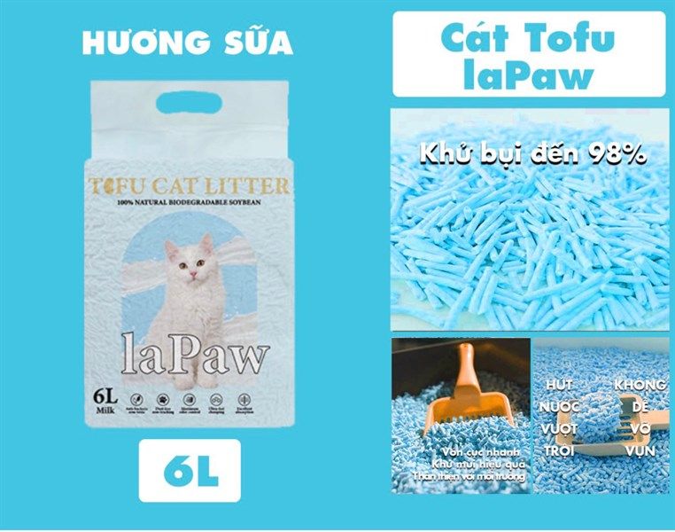  Cát vệ sinh đậu nành cho mèo Tofu LaPaw bịch 6L 