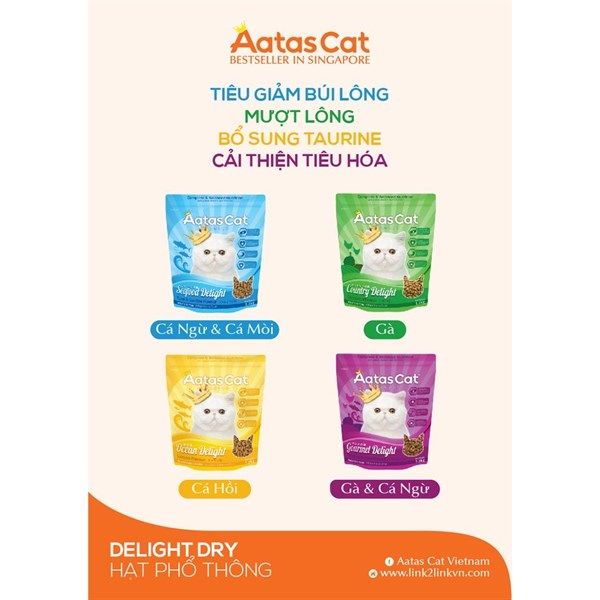  Thức ăn hạt cho mèo Aatas Cat Ocean Delight bịch 1.2 Kg 