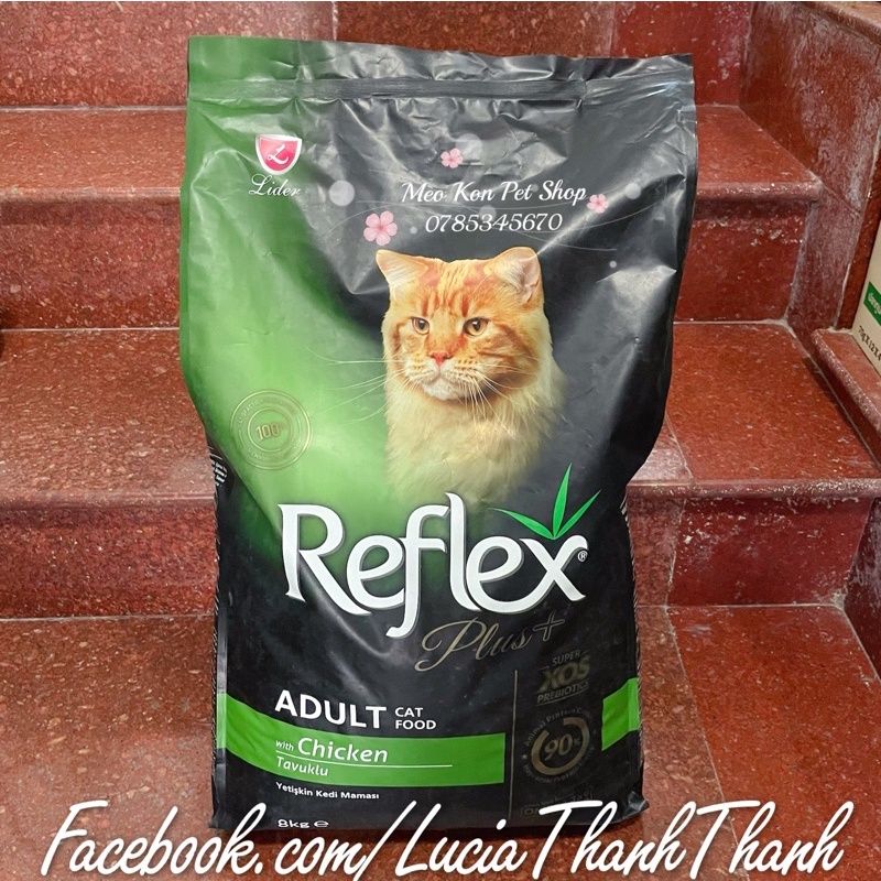  Thức ăn hạt khô cho mèo Reflex Plus Adult Chicken bịch 8 Kg nhập khẩu Thổ Nhĩ Kỳ 