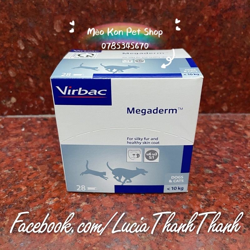  Hộp Megaderm Virbac Dưỡng da Mượt lông cho chó mèo 28 gói 