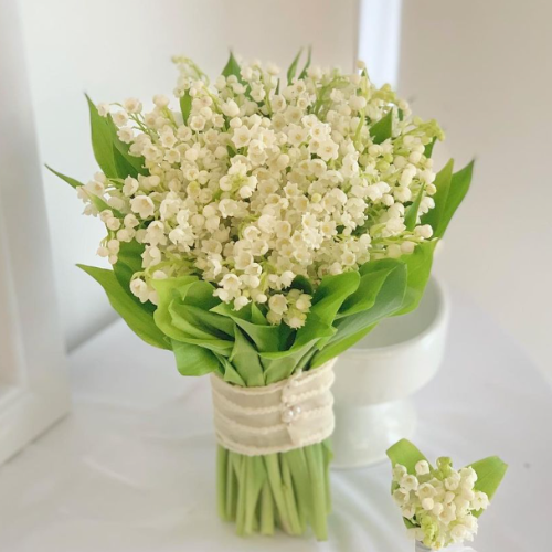  White Lily-of-the-Valley Wedding Bouquet 