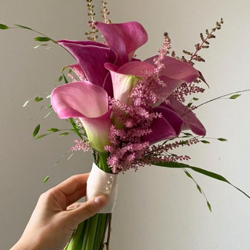  로즈핑크 카라 웨딩 부케 