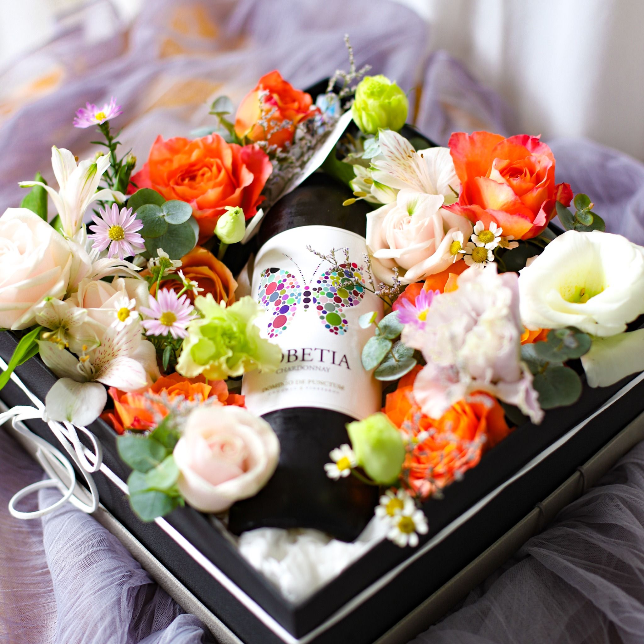  Wine And Flower Combo 