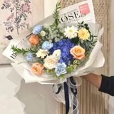  모던 블루 수국 믹스 꽃다발 