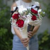  Mini Red Roses Bouquet With Heart Bolloom 