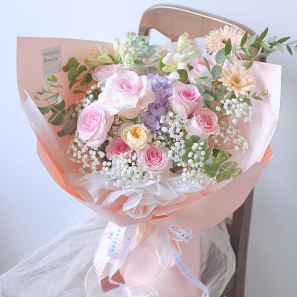  Lovely Baby Pink Rose Bouquet 