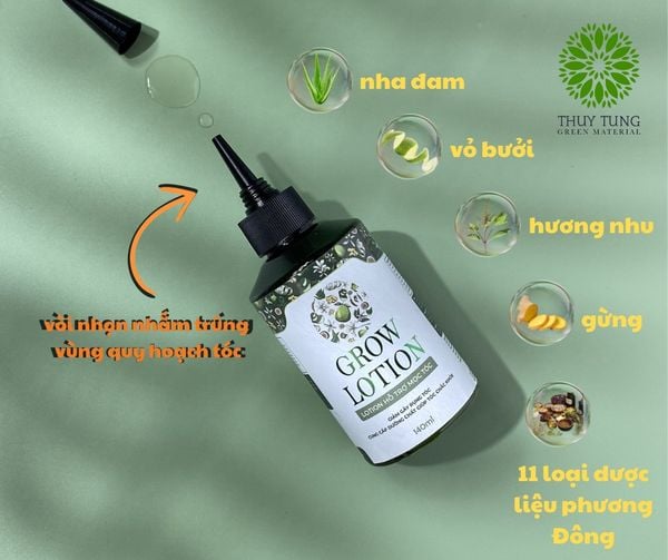  COMBO GROW LOTION HỖ TRỢ MỌC TÓC (140 ml) + DẦU GỘI DƯỢC LIỆU GLOW (400 Gram) 