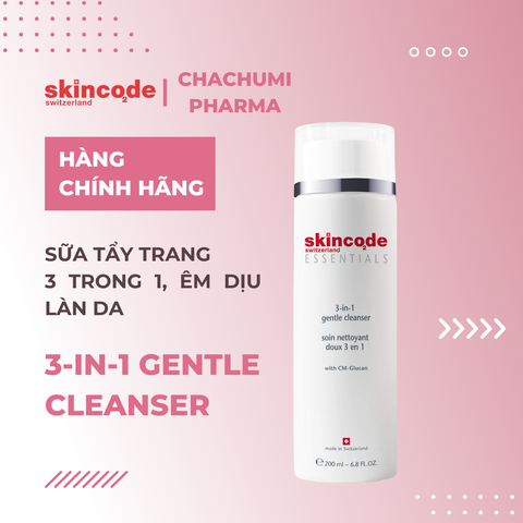 Skincode 3-in-1 Gentle Cleanser - Sữa tẩy trang 3 in 1, êm dịu làn da