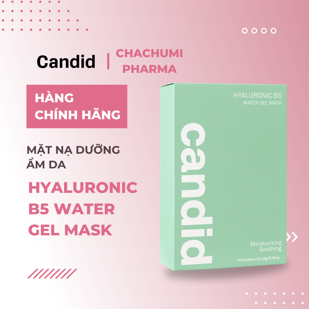 Mặt Nạ Dưỡng Ẩm Da Candid Hyaluronic B5 Water Gel Mask (Hộp x 10 Miếng)