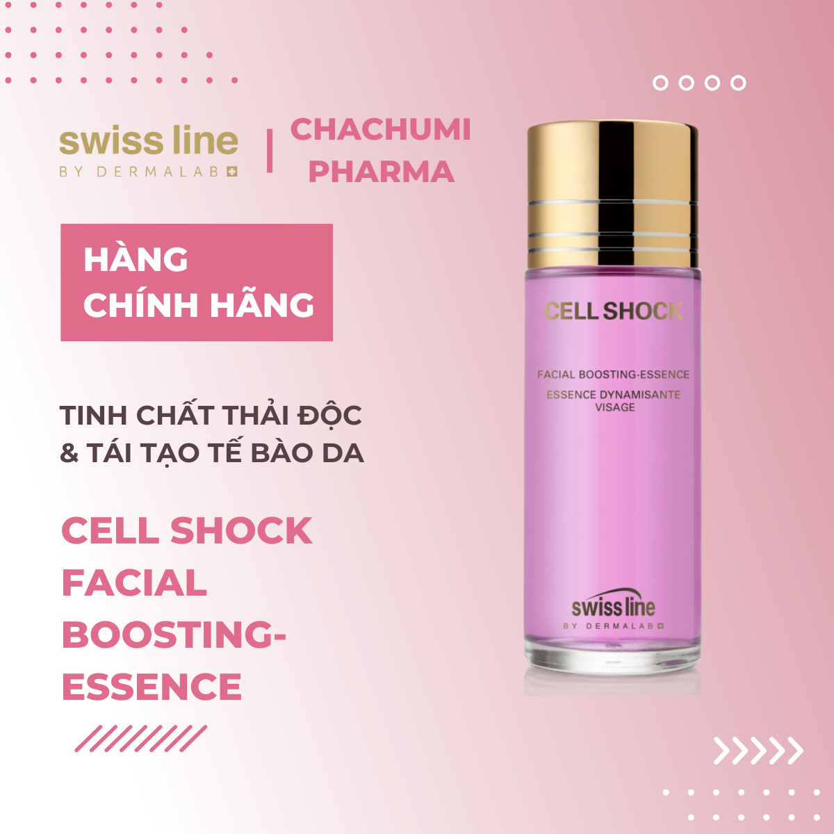 Swissline Cell Shock Facial Boosting Essence - Nước vỗ tinh chất thần kỳ, thải độc & tái tạo tế bào da
