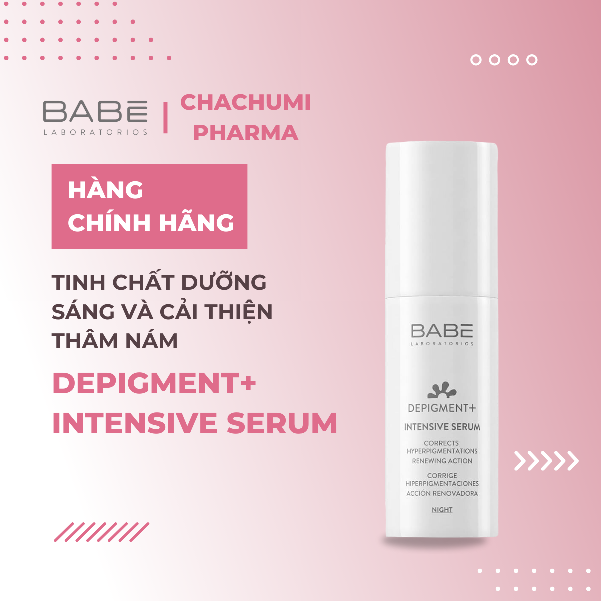 Tinh Chất BABE Depigment+ Intensive Serum Hỗ Trợ Làm Sáng Da, Giảm Thâm Và Đốm Nâu 30ml