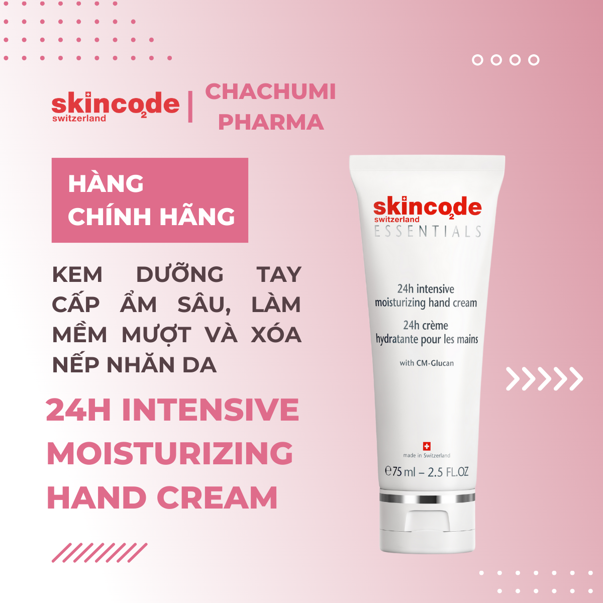 Skincode 24h Intensive Moisturizing Hand Cream - Kem dưỡng tay cấp ẩm sâu làm mềm mượt và xóa nếp nhăn da.