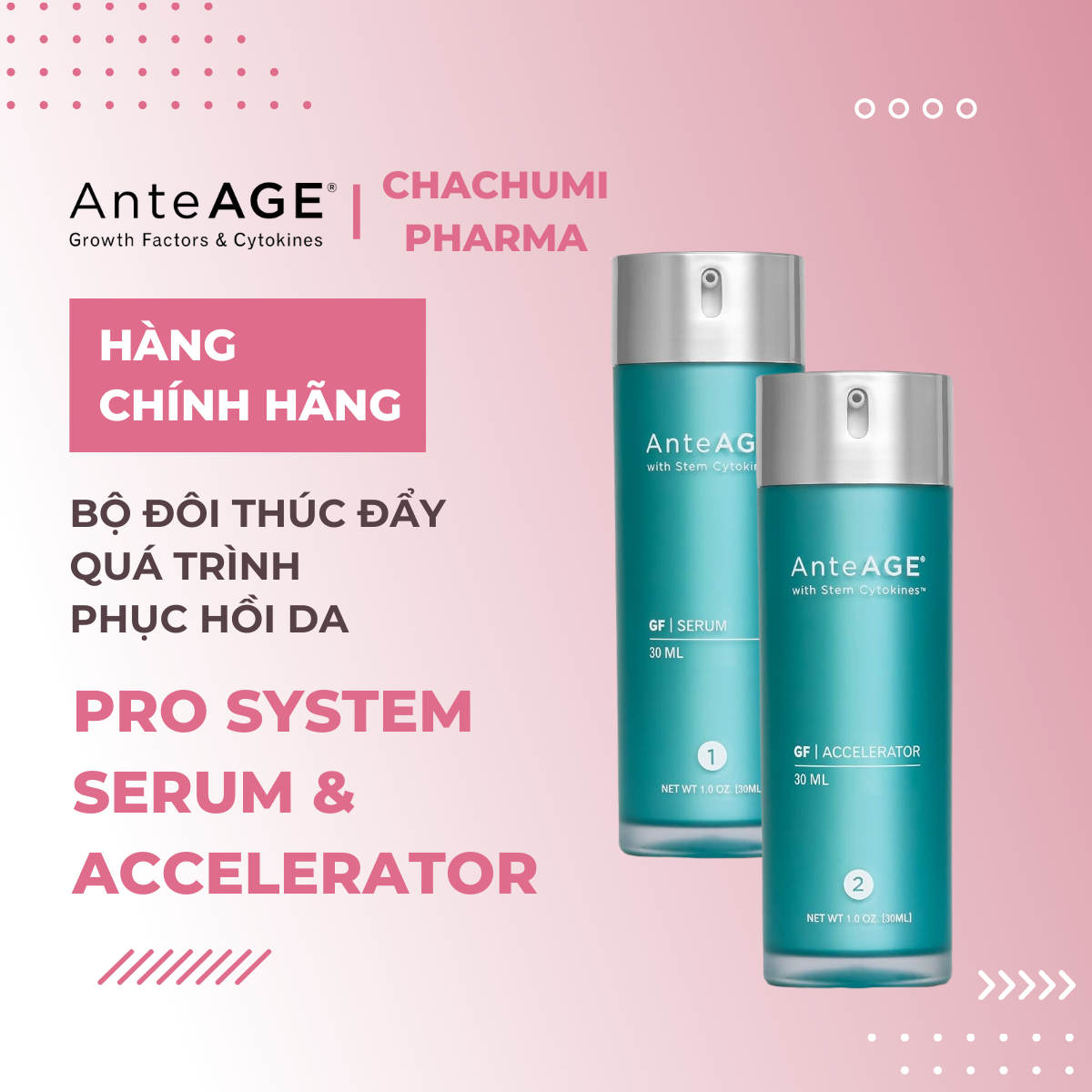 AnteAGE PRO System - Bộ Đôi PRO Serum (1) & PRO Accelerator (2) Chống Oxy Hóa, Phục Hồi & Nuôi Dưỡng Da Chuyên Sâu