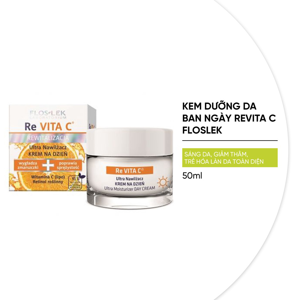 Floslek Re Vita C Day Cream - Kem dưỡng trắng da ban ngày mờ thâm nám, chống lão hoá 50ml