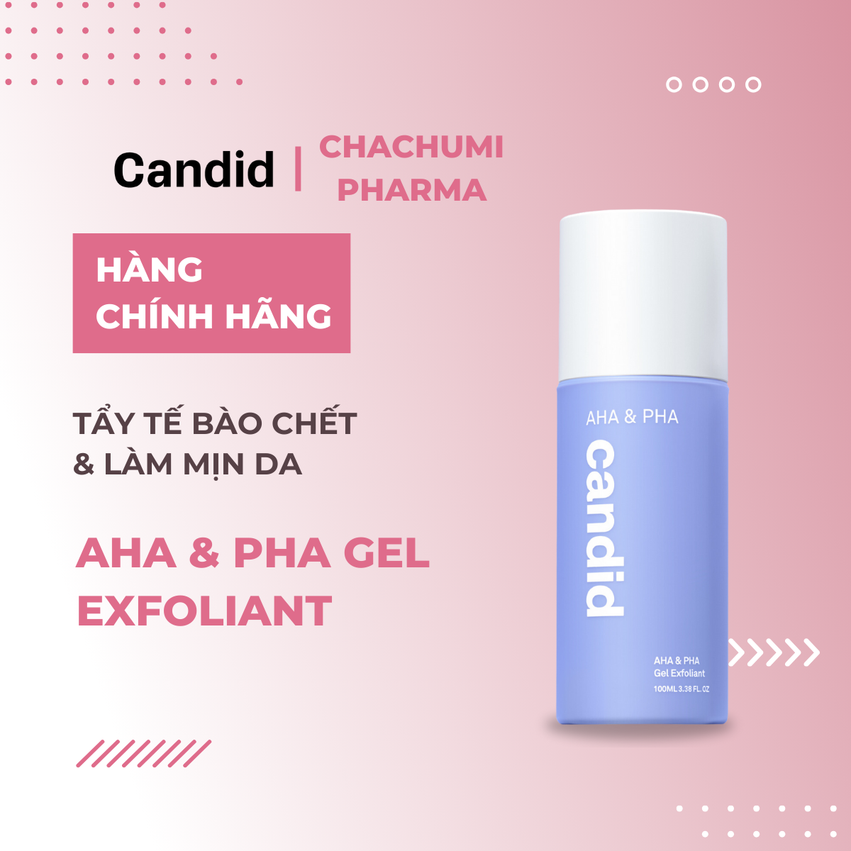 Gel AHA & PHA Candid Tẩy Tế Bào Chết & Làm Mịn Da Gel Exfoliant 100ml