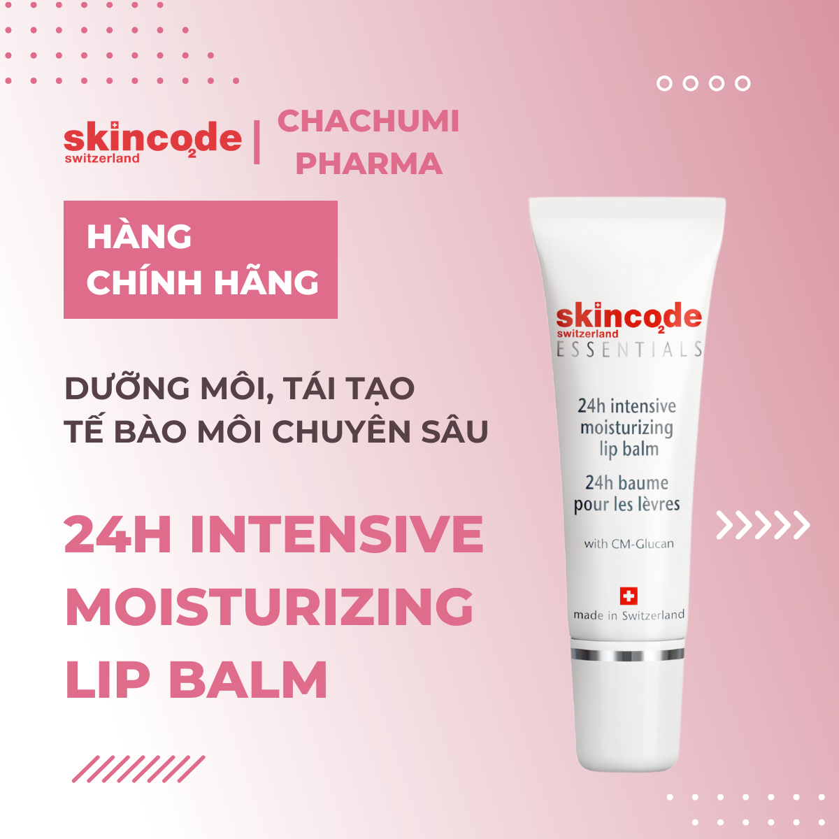 Skincode 24h intensive moisturizing lip balm ( phiên bản mới ) - Gel Balm dưỡng môi, tái tạo cấu trúc tế bào môi chuyên sâu