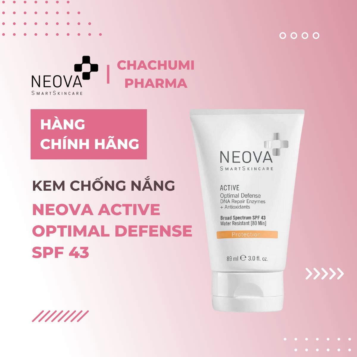 Neova SPF 43 DNA Damage Control Active - Kem chống nắng dành cho da nhạy cảm 89ml