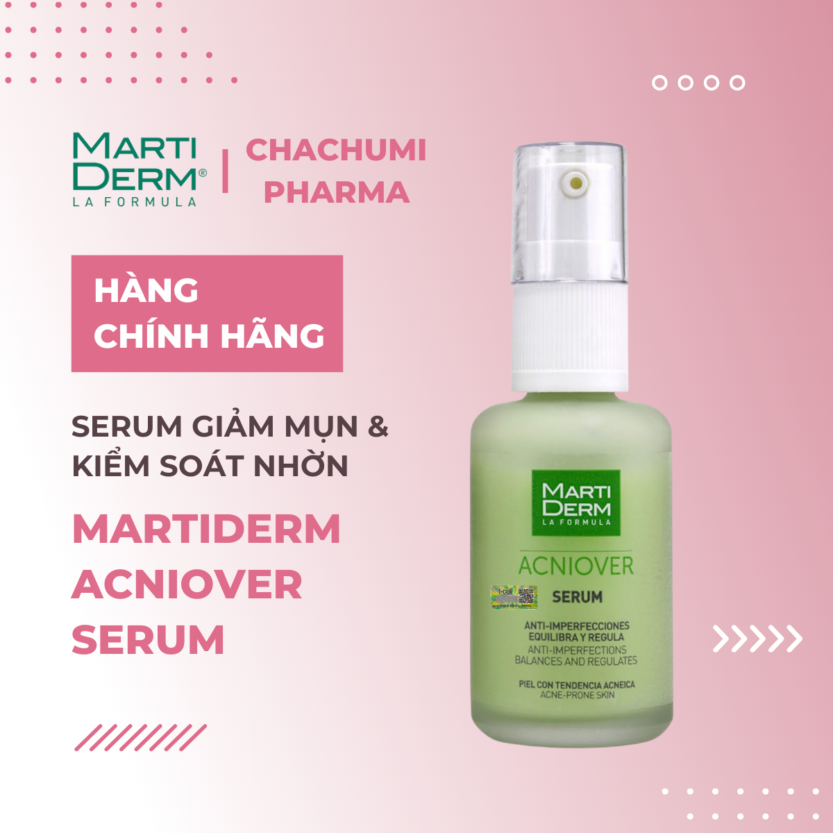 MartiDerm Acniover Serum - Serum giảm mụn & kiểm soát nhờn (30ml)