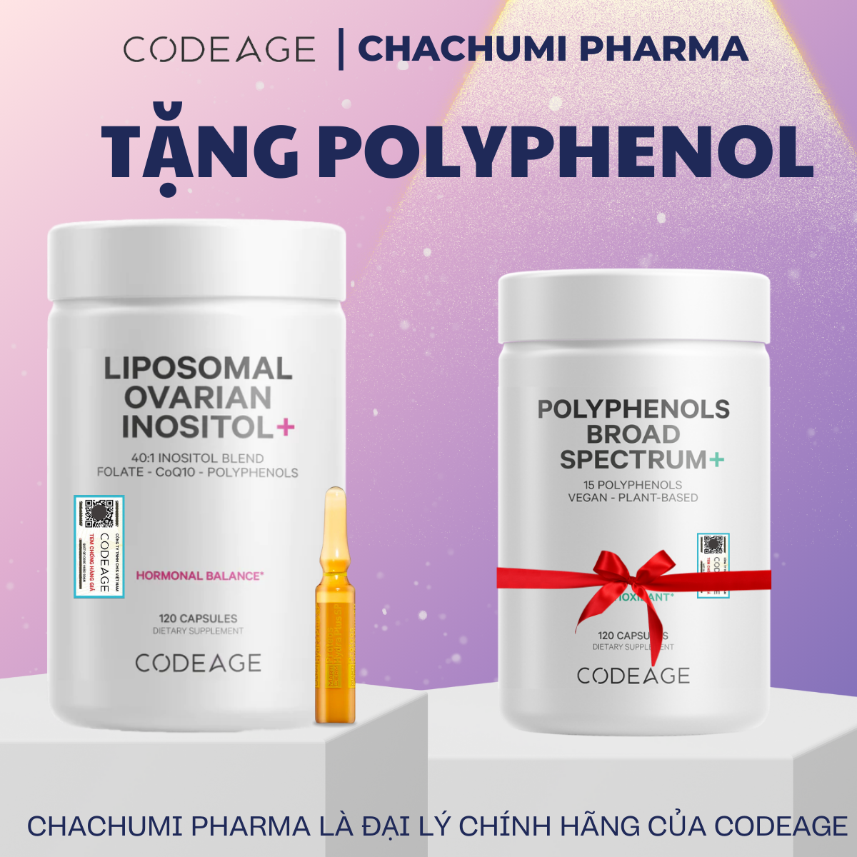 [TẶNG FULLSIZE] Viên Uống Cân Bằng Nội Tiết Tố Codeage Liposomal Ovarian Inositol 120 viên