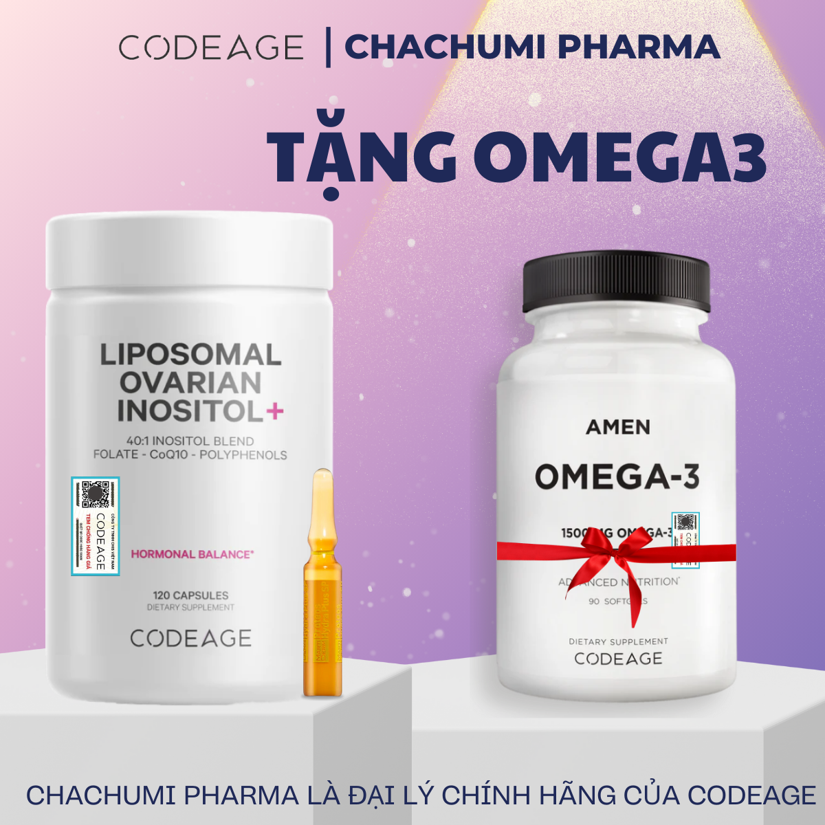 [TẶNG FULLSIZE] Viên Uống Cân Bằng Nội Tiết Tố Codeage Liposomal Ovarian Inositol 120 viên