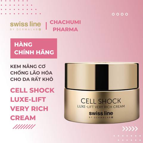 Swissline Cell Shock Luxe-Lift Very Rich Cream - Kem tinh chất Vàng, siêu dinh dưỡng, trẻ hóa và nâng cơ toàn diện (da khô, hoặc rất khô và thiếu nước)