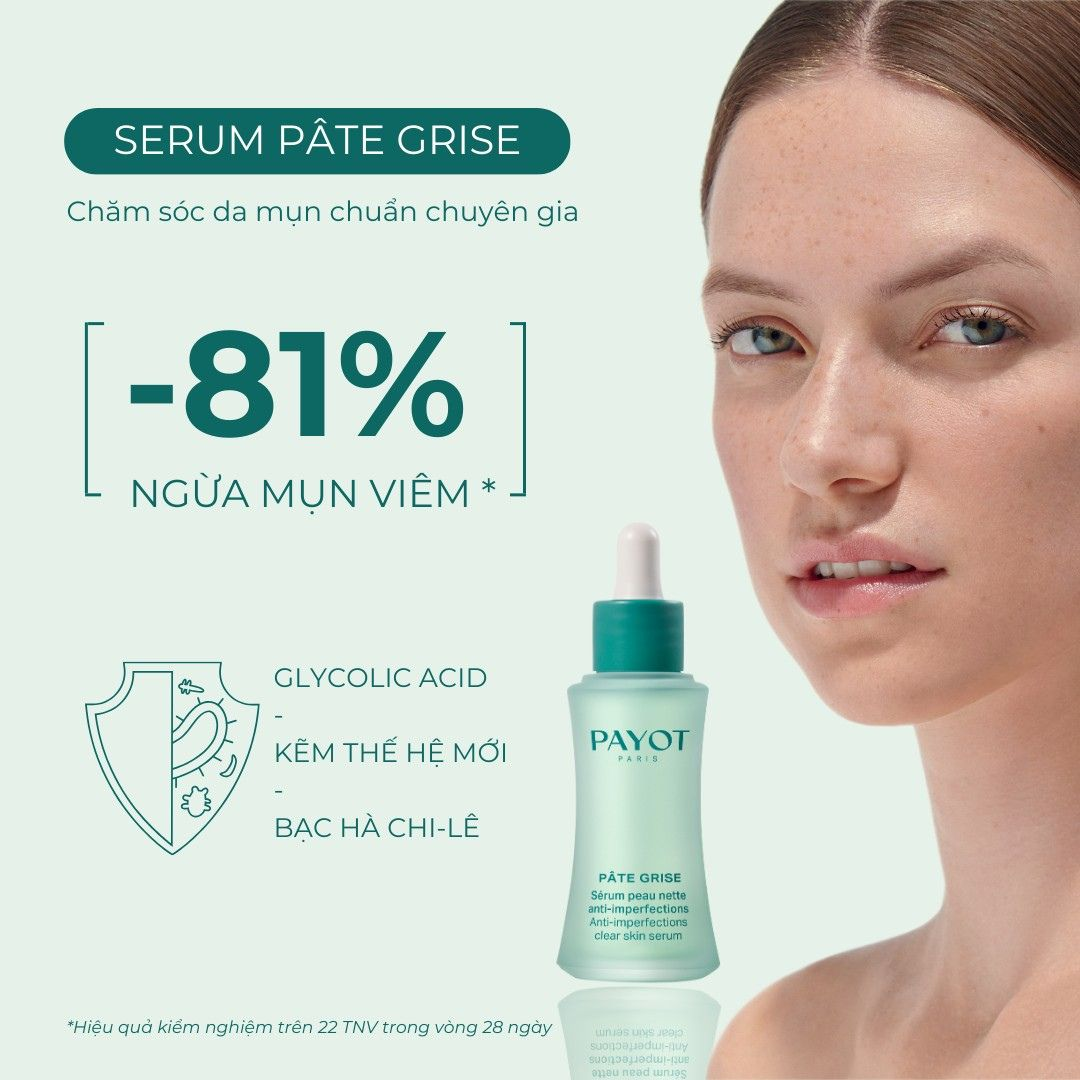 Tinh chất PAYOT Pâte Grise Anti-Imperfections Clear Skin Serum kiềm dầu kháng khuẩn ngừa mụn 30ml