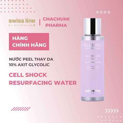 Swissline Cell Shock Age Intelligence Resurfacing Water - Nước Peel vỗ thay da 10% Glycolic acid  tái lập cấu trúc tế bào, trắng sáng & chuyển đổi bề mặt da