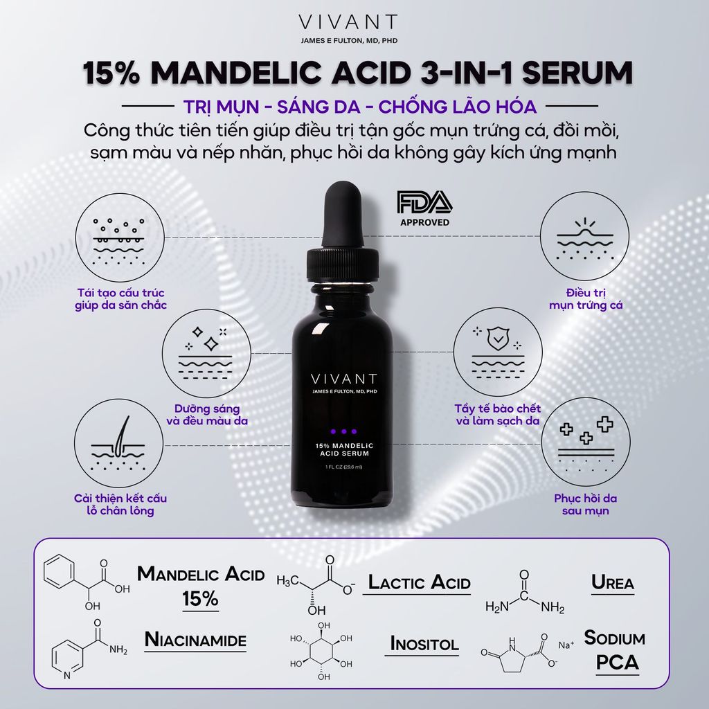 Vivant Skincare 15% Mandelic Acid 3-In1 Serum (Level II) 29.6ml - Seru –  CHACHUMI PHARMA
