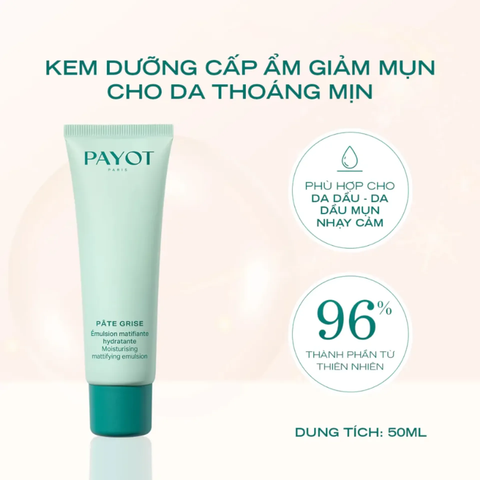 Kem dưỡng PAYOT Pâte Grise Moisturizing Mattifying Emulsion cấp ẩm kiểm soát dầu 50ml