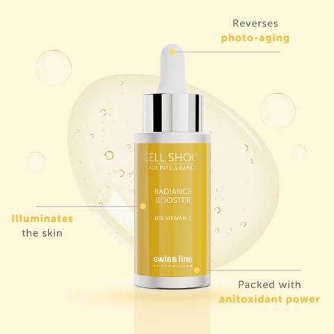 Swissline Cell Shock Age Intelligence Radiance Booster Vitamin C 10% Booster 10% vitamin C - Trắng sáng rạng rỡ, chống oxy hóa, tươi mới làn da