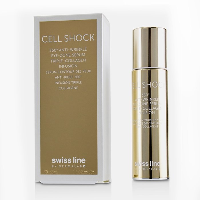 Swissline Cell Shock 360 Anti Wrinkle Eye Zone Serum Tripple Collagen Infusion 15ml - Huyết thanh "Collagen tươi 360 độ" xóa nhăn mắt thần tốc cho vùng mắt
