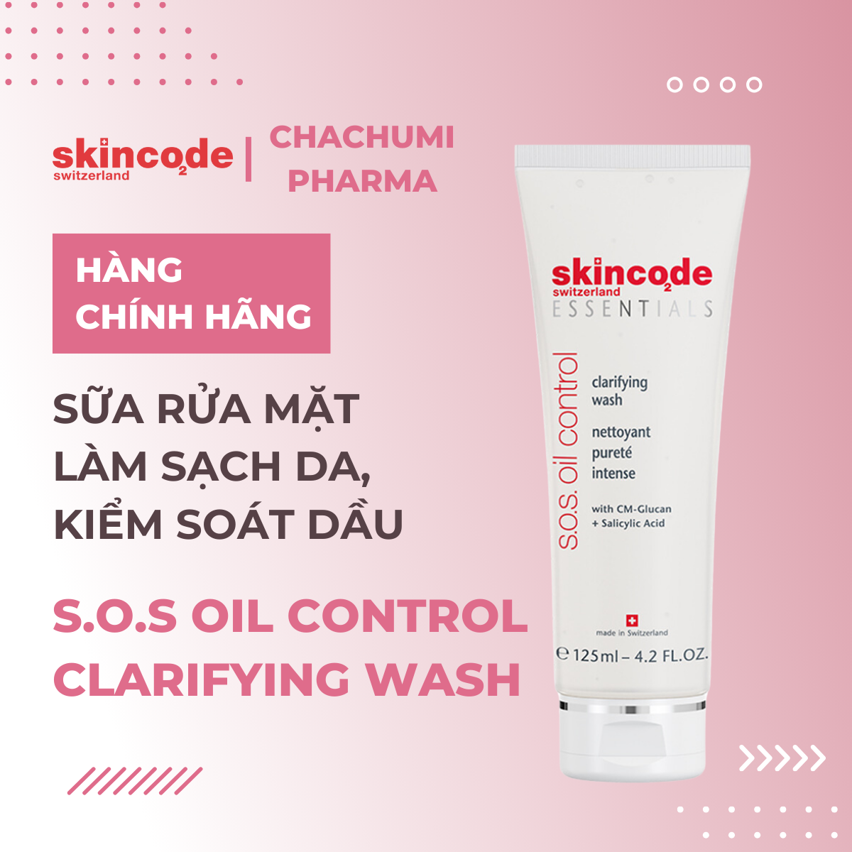 Skincode Essentials S.O.S oil control clarifying wash - Sữa rửa mặt làm sạch da cấp tốc, kiểm soát dầu & cân bằng độ ẩm