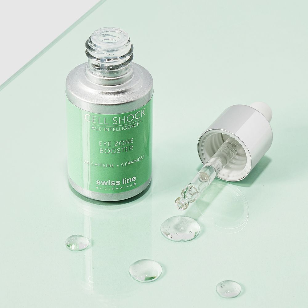 Swissline Cell Shock Age Intelligence Eye Zone Booster - Booster mắt 2% Caffein + Ceramide xóa thâm, tan bọng mỡ, phẳng mịn nếp nhăn