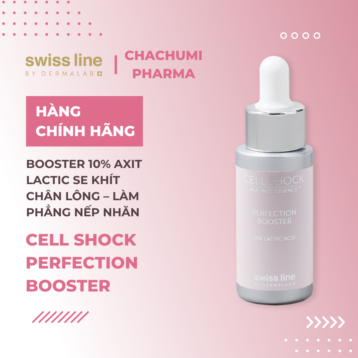 Swissline Cell Shock Age Intelligence Perfection Booster 10% Lactic acid - Thay mới bề mặt da, trắng mịn, se khít lỗ chân lông, xóa nếp nhăn sâu