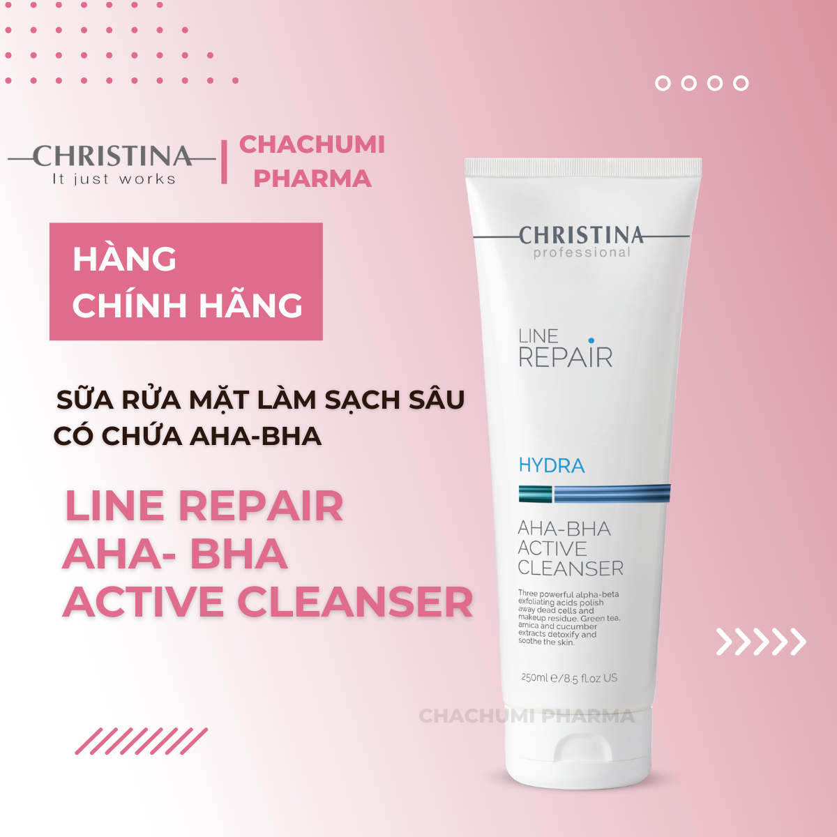 Christina Line Repair AHA BHA Active Cleanser - Sữa Rửa Mặt Làm Sạch Sâu Có Chứa AHA BHA 250ml