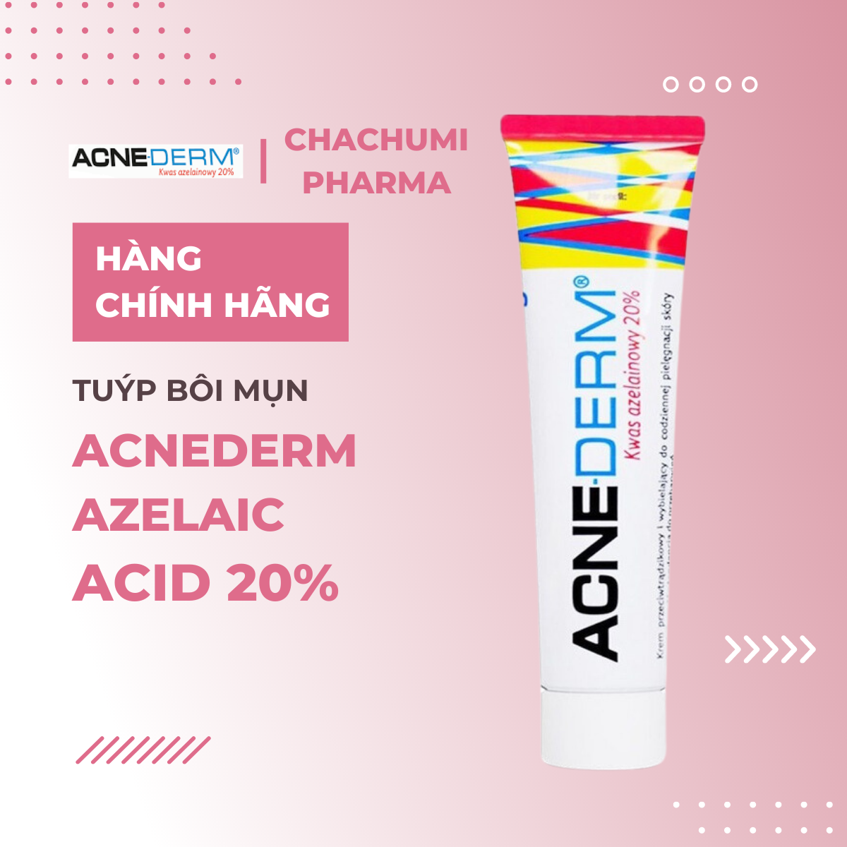 ACNEDERM Azelaic acid 20% - Tuýp bôi mụn (mụn sưng viêm, thâm đỏ, mụn trứng cá)