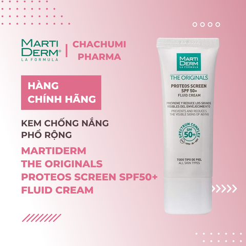 MartiDerm The Originals Proteos Screen SPF50+ Fluid Cream - Kem chống nắng phổ rộng 40ml