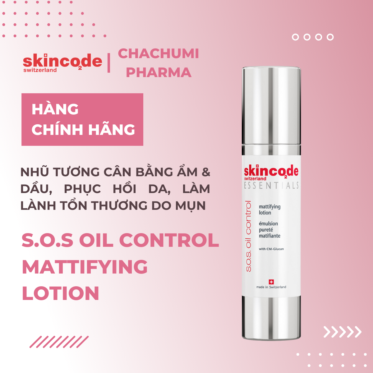 Skincode Essentials S.O.S Oil Control Mattifying Lotion - Nhũ tương cân bằng độ ẩm & dầu, phục hồi da, làm lành tổn thương do mụn