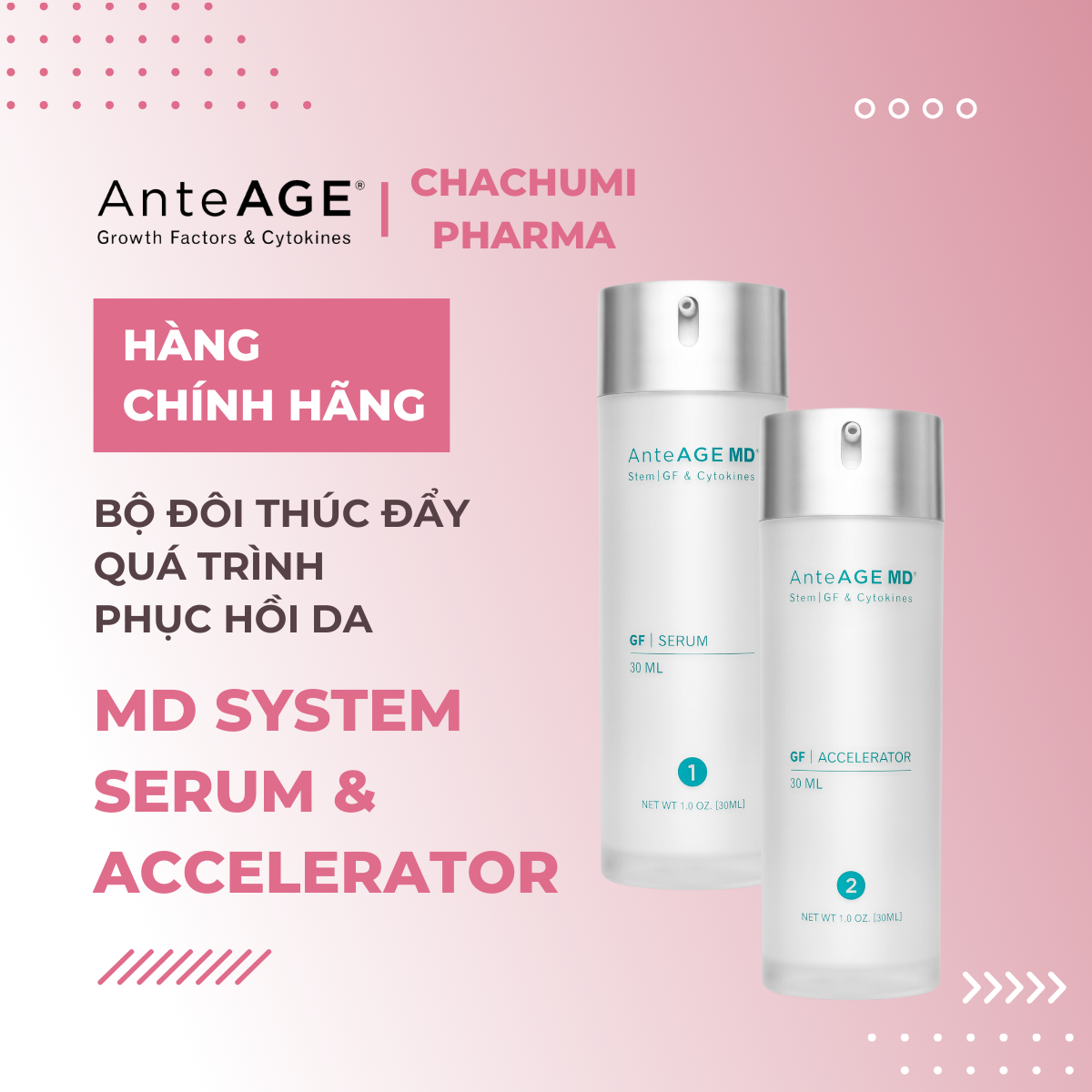 Bộ Đôi AnteAGE MD System - MD Serum (1) & MD Accelerator (2) Chống Oxy Hóa, Phục Hồi & Nuôi Dưỡng Da Chuyên Sâu